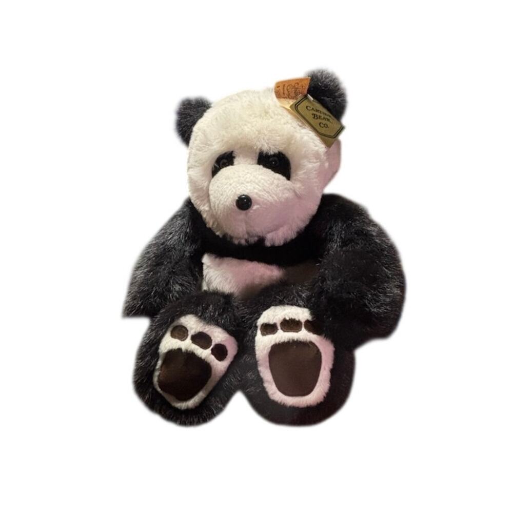 Vintage 1984 Cartier Bear Co Panda Plush Stuffed Animal New Old Syock 12" Toy
